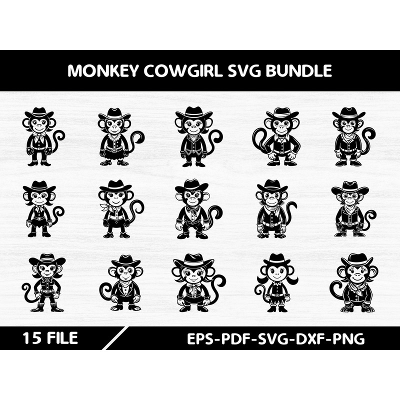Monkey Cowgirl Svg Bundle 0