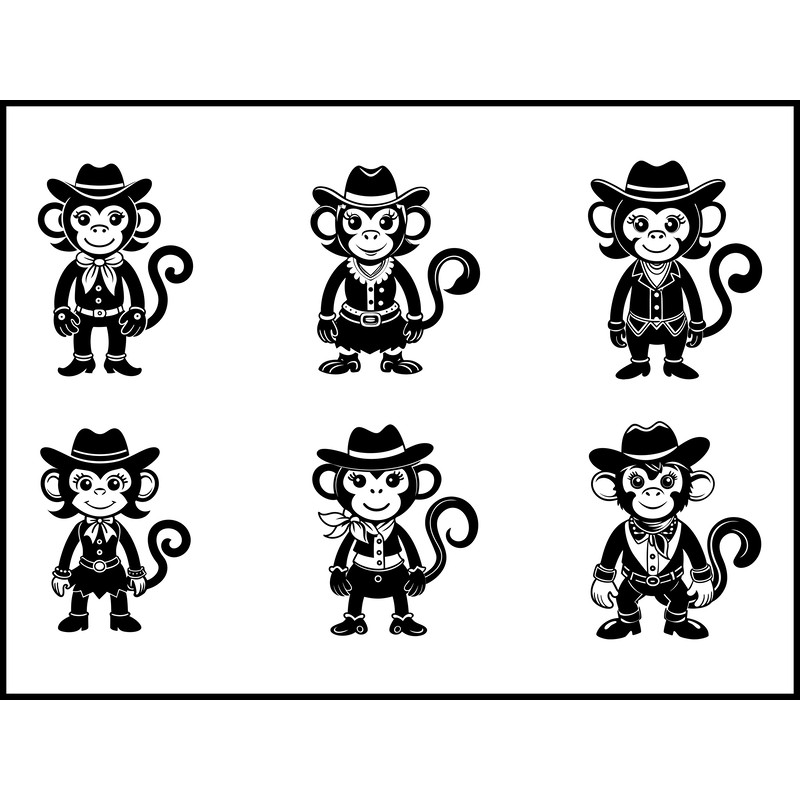 Monkey Cowgirl Svg Bundle 1