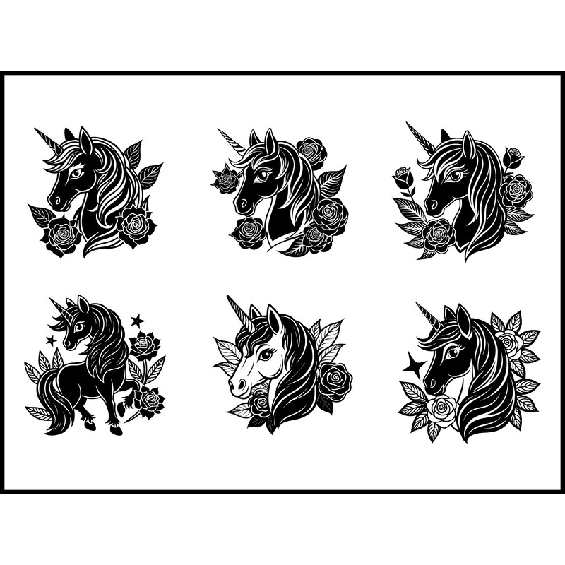 Unicorn Silhouette Svg Bundle 1