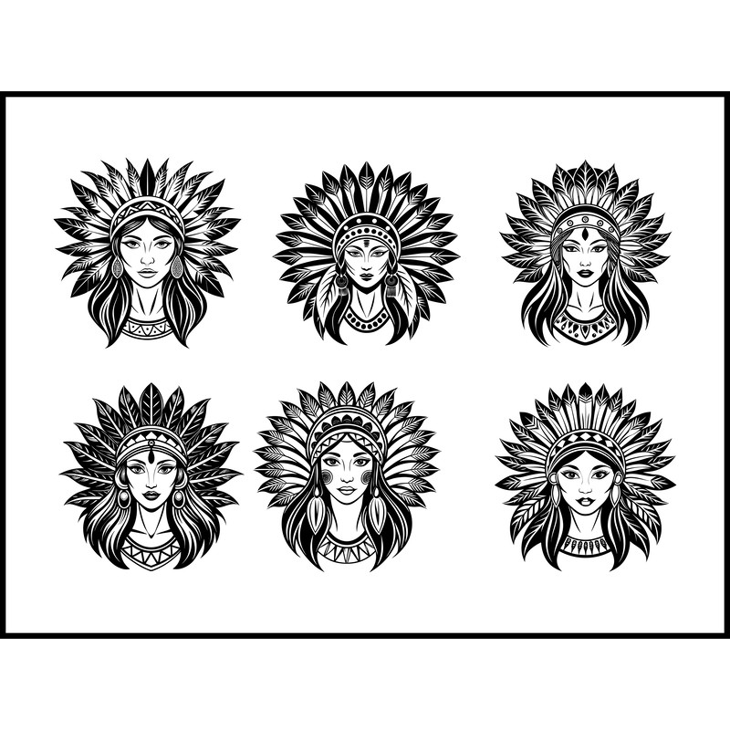 Elegant Indian Female Face Svg Bundle 1