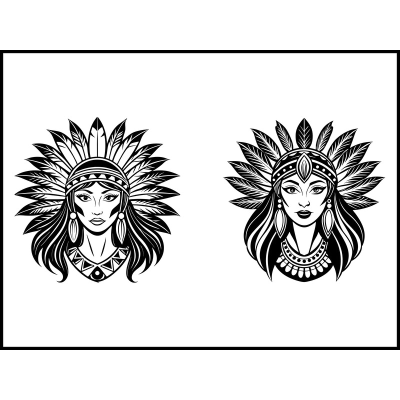 Elegant Indian Female Face Svg Bundle 2