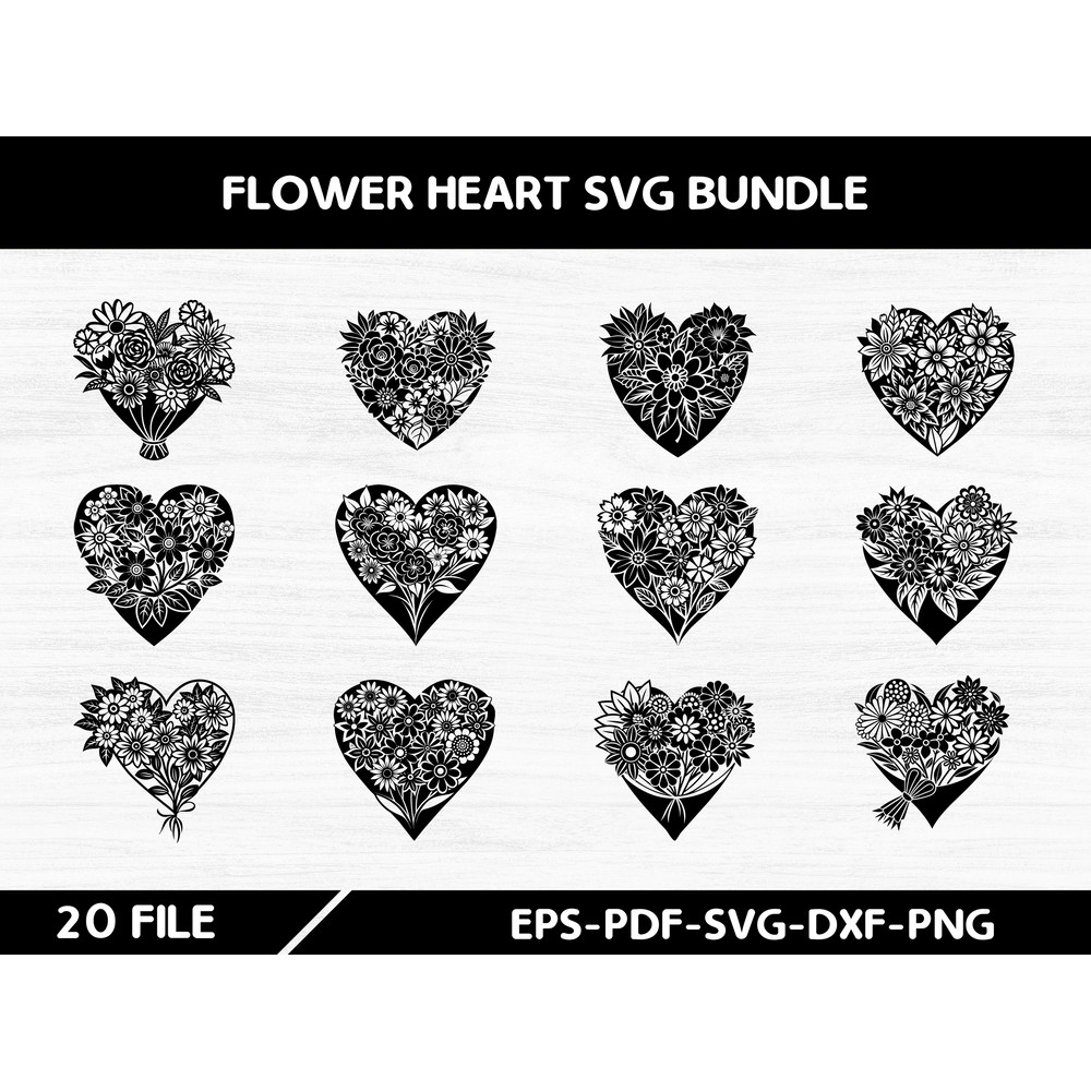 Flower Heart Svg Bundle 0