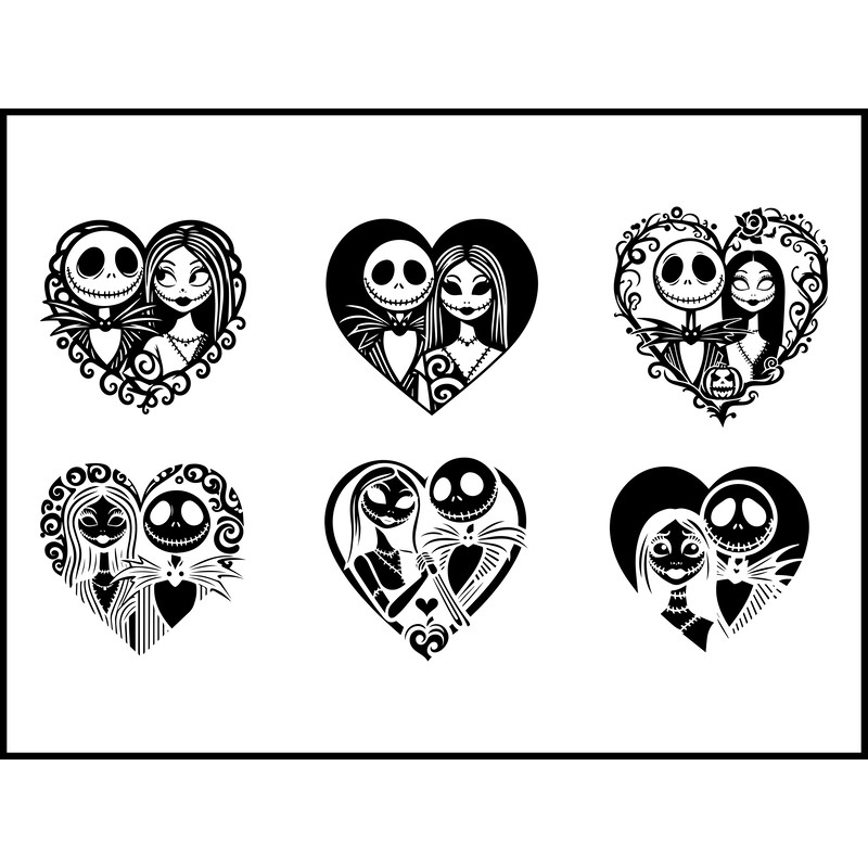 Jack And Sally In Heart SVG Bundle 1