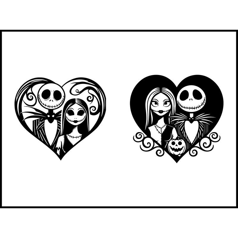 Jack And Sally In Heart SVG Bundle 2