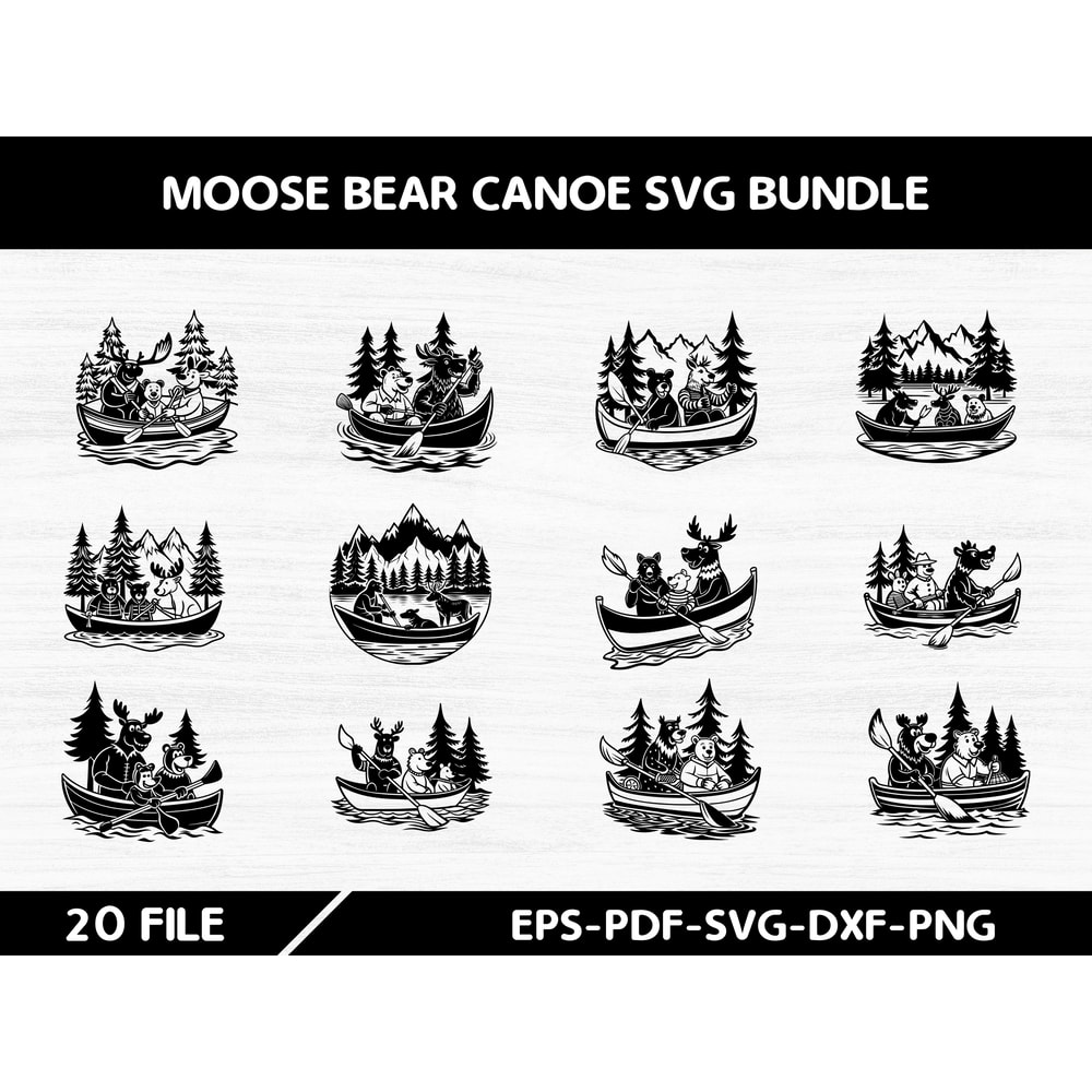 Moose Bear Canoe Svg Bundle 0