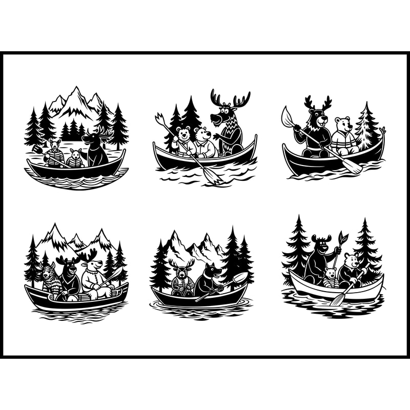 Moose Bear Canoe Svg Bundle 1