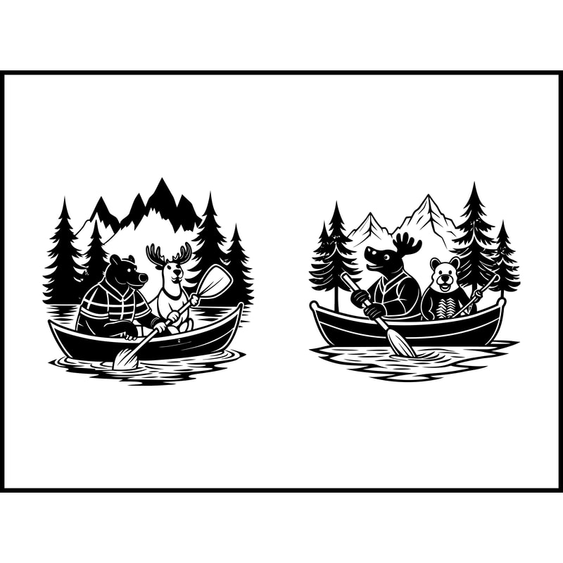 Moose Bear Canoe Svg Bundle 2
