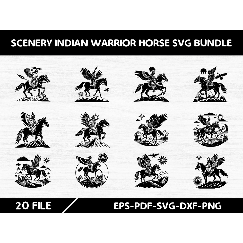 Scenery Indian Warrior Horse Svg Bundle 0