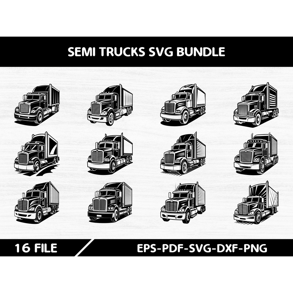 Semi Trucks Svg Bundle 0