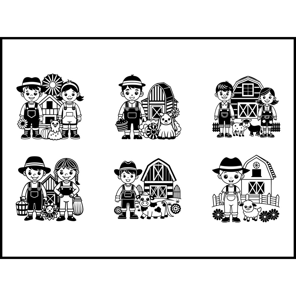 Farm Barnyard Kids Digital Clipart Svg Bundle 1