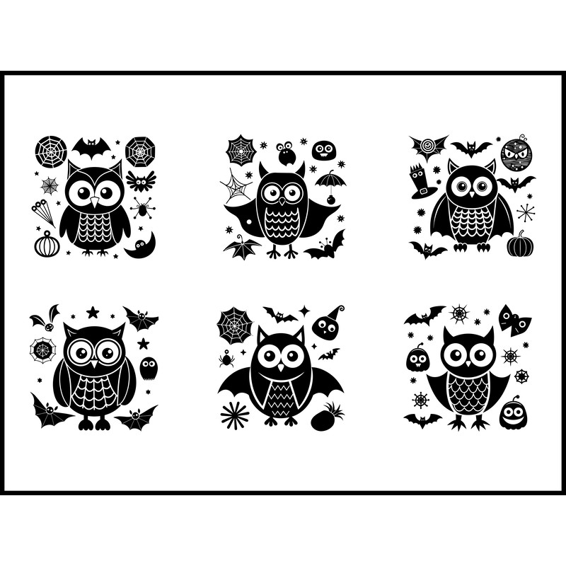 Halloween Owls Svg Bundle 1