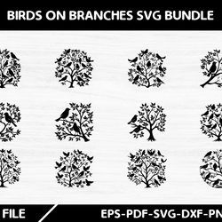birds on branches svg bundle