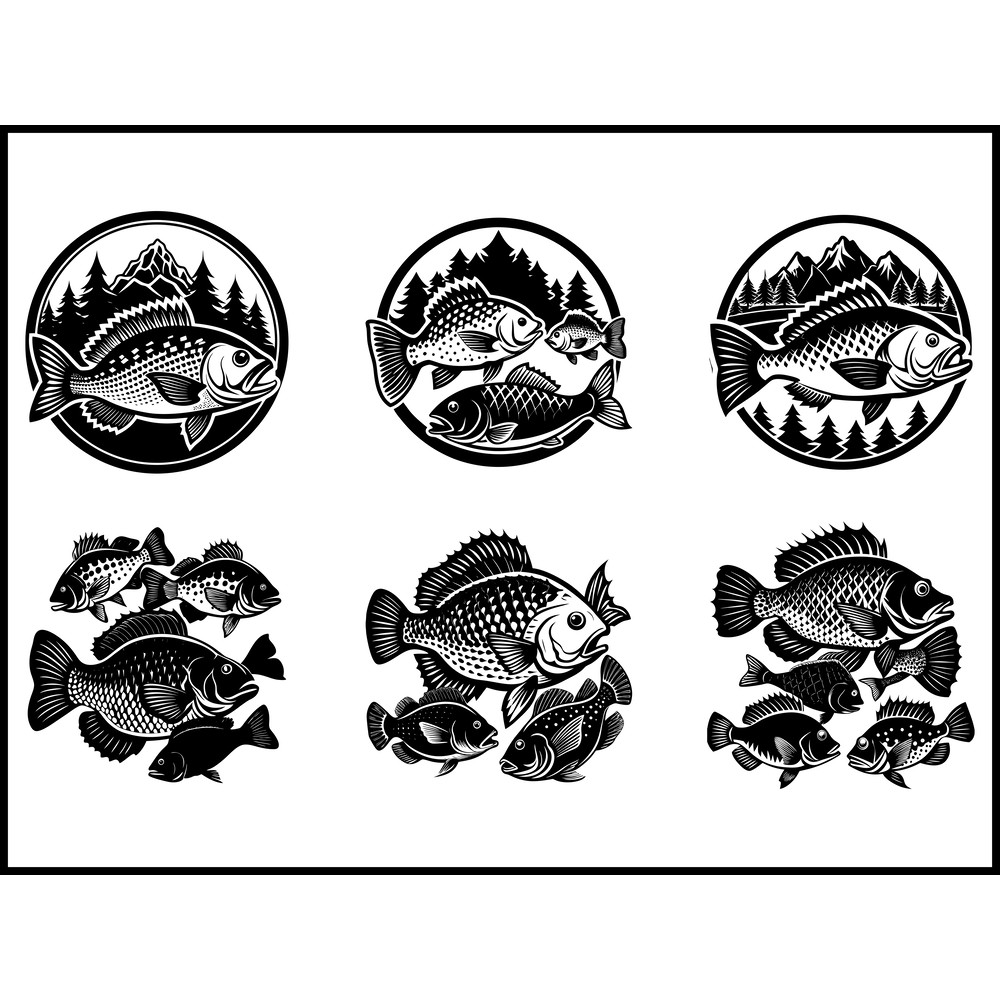 Crappie Bluegill Panfish Sunfish Bass SVG Bundle 1