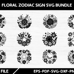 floral zodiac sign svg bundle