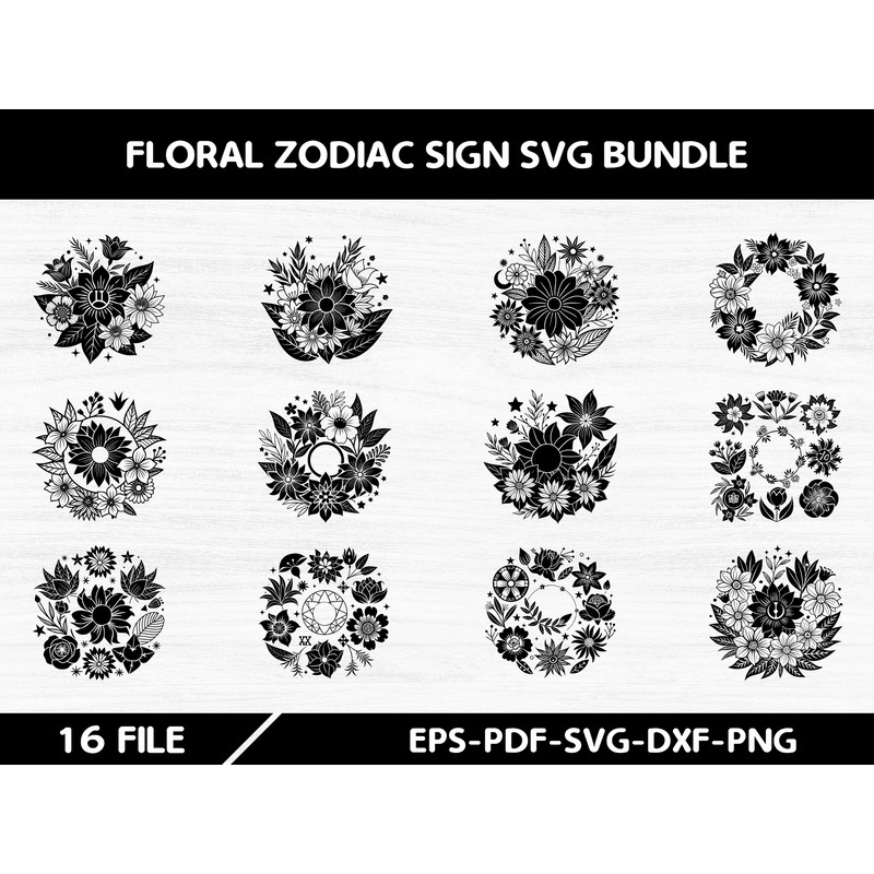 Floral Zodiac Sign Svg Bundle 0