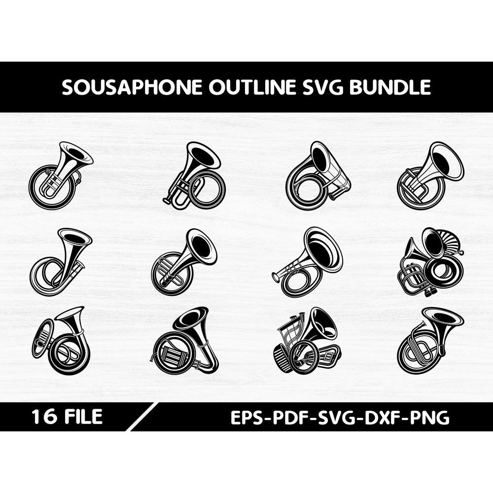 Sousaphone Outline SVG Bundle 0