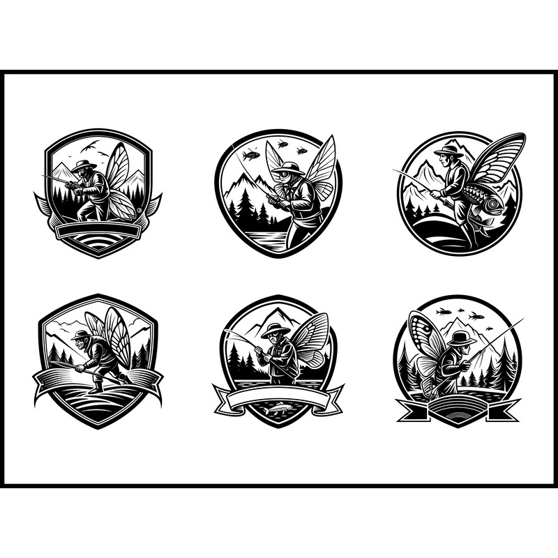 Laser Engrave Files Fly Fisherman Scene Svg Bundle 1