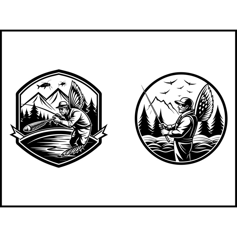 Laser Engrave Files Fly Fisherman Scene Svg Bundle 2
