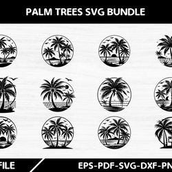 palm trees svg bundle