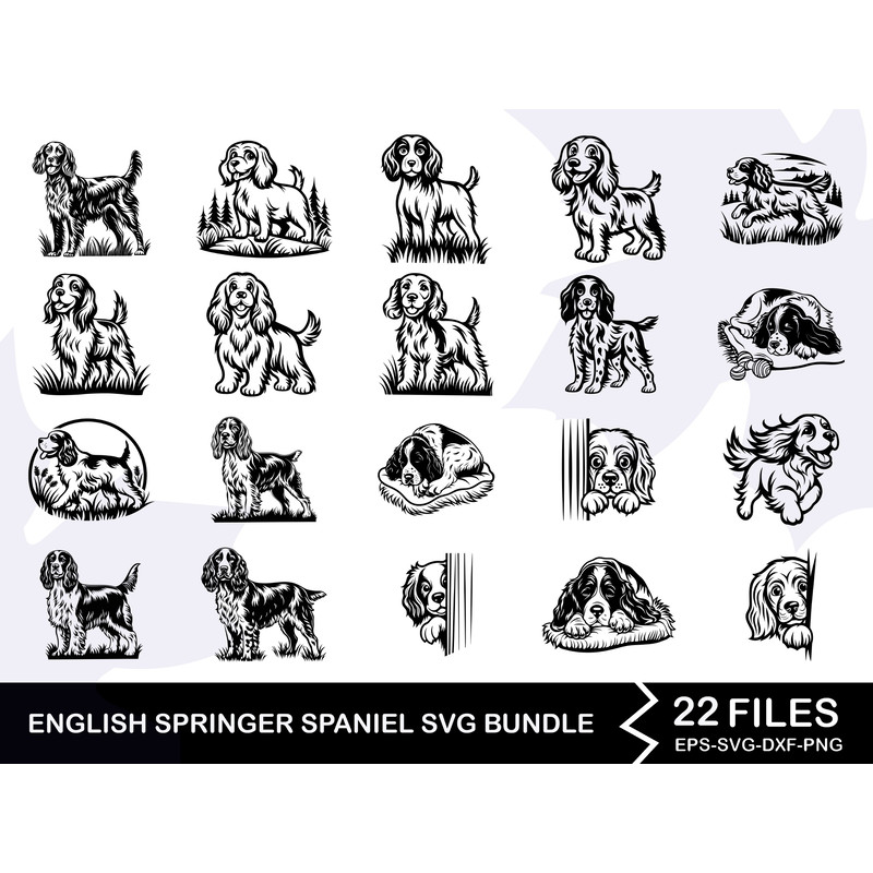 English Springer Spaniel Svg Bundle 0