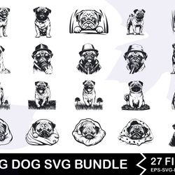 pug dog svg bundle