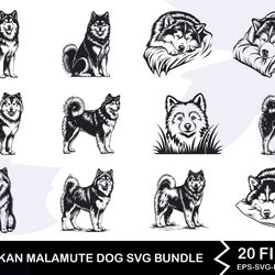 alaskan malamute dog svg bundle