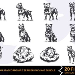 american staffordshire terrier dog svg bundle