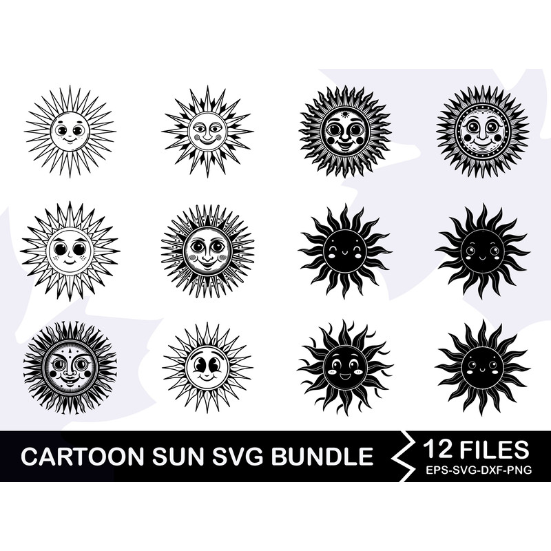 Cartoon Sun Svg Bundle 0