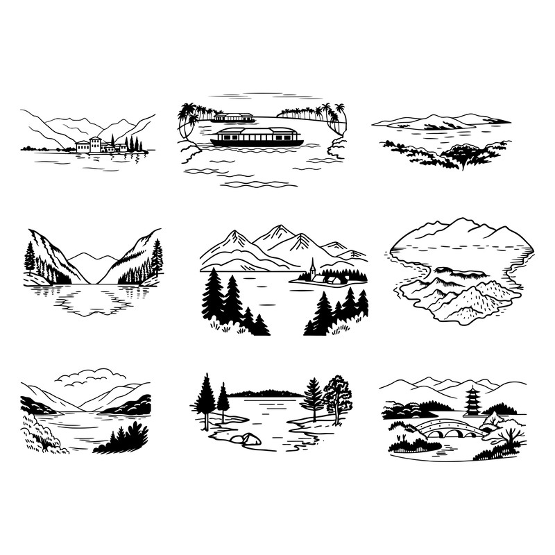 Lake Scene Svg Bundle 2 2