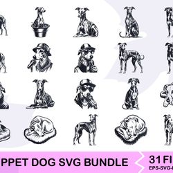 whippet dog svg bundle