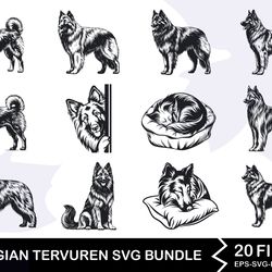 belgian tervuren dog svg bundle