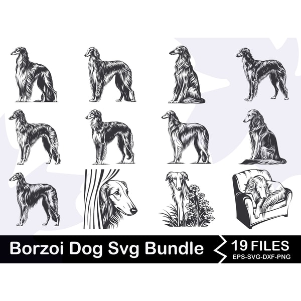 Borzoi Dog Svg Bundle 0
