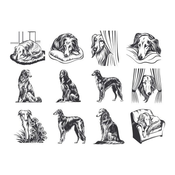 Borzoi Dog Svg Bundle 1