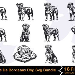 dogue de bordeaux dog svg bundle