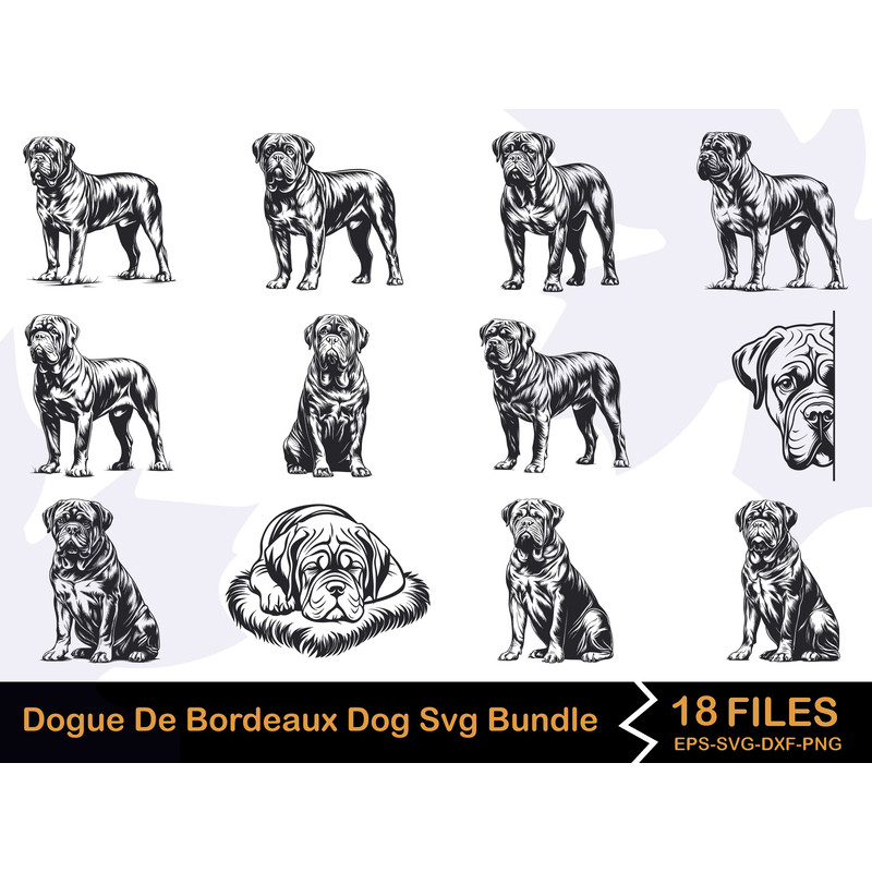 Dogue De Bordeaux Dog Svg Bundle 0