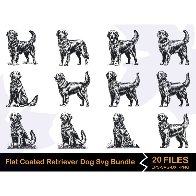 Flat Coated Retriever Dog Svg Bundle 0