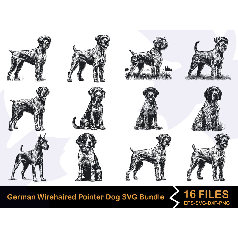 German Wirehaired Pointer Dog SVG Bundle 0