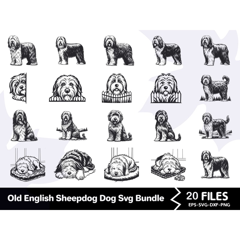 Old English Sheepdog Dog Svg Bundle 0
