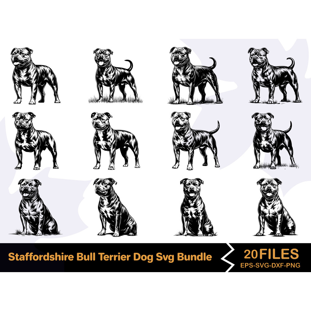 Staffordshire Bull Terrier Dog Svg Bundle 0