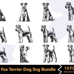 wire fox terrier dog svg bundle