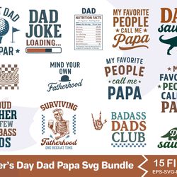 father s day dad papa svg bundle