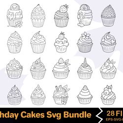 birthday cakes svg bundle