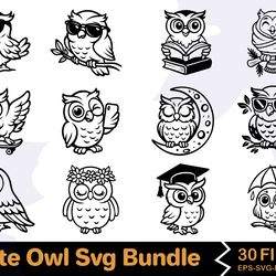 cute owl svg bundle