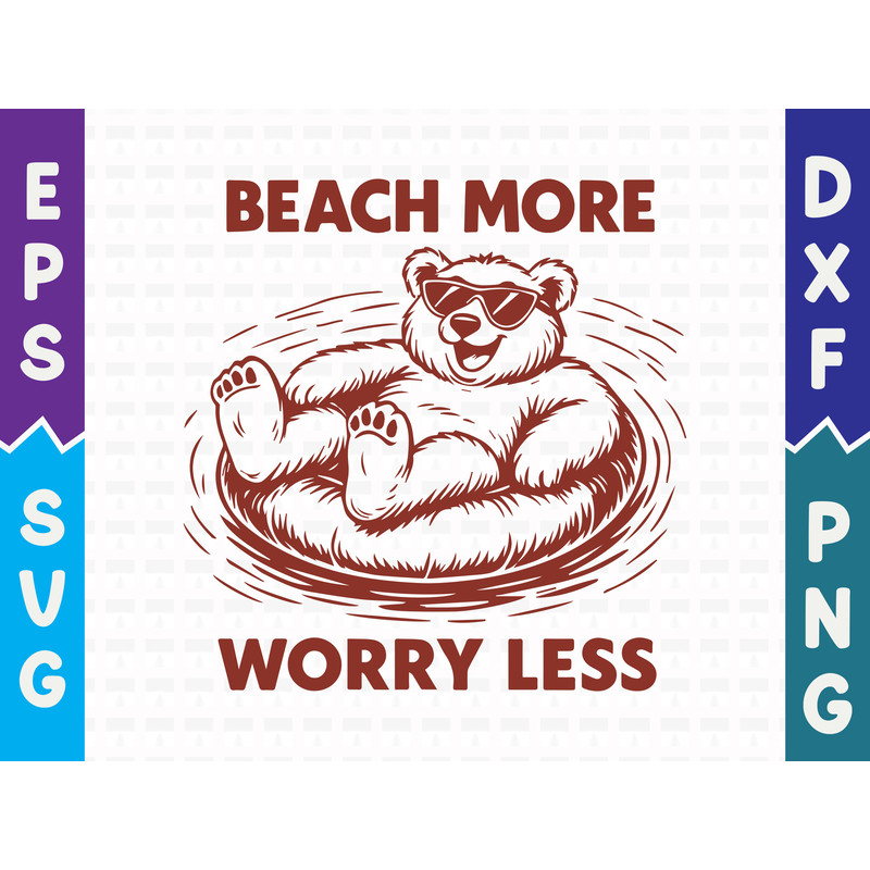 Beach More Worry Less T Shirt Design 0