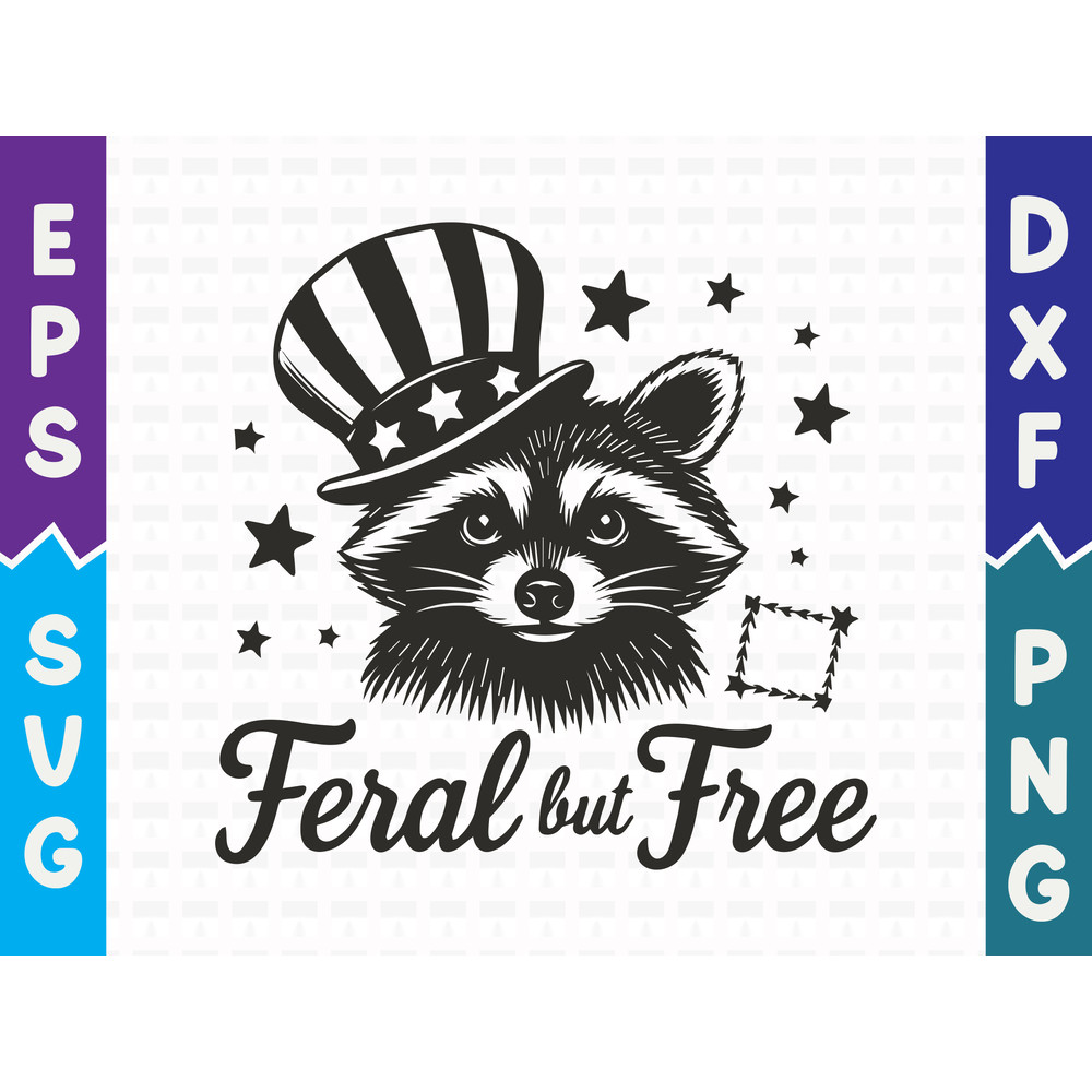Feral But Free Raccoon T Shirt Design 0
