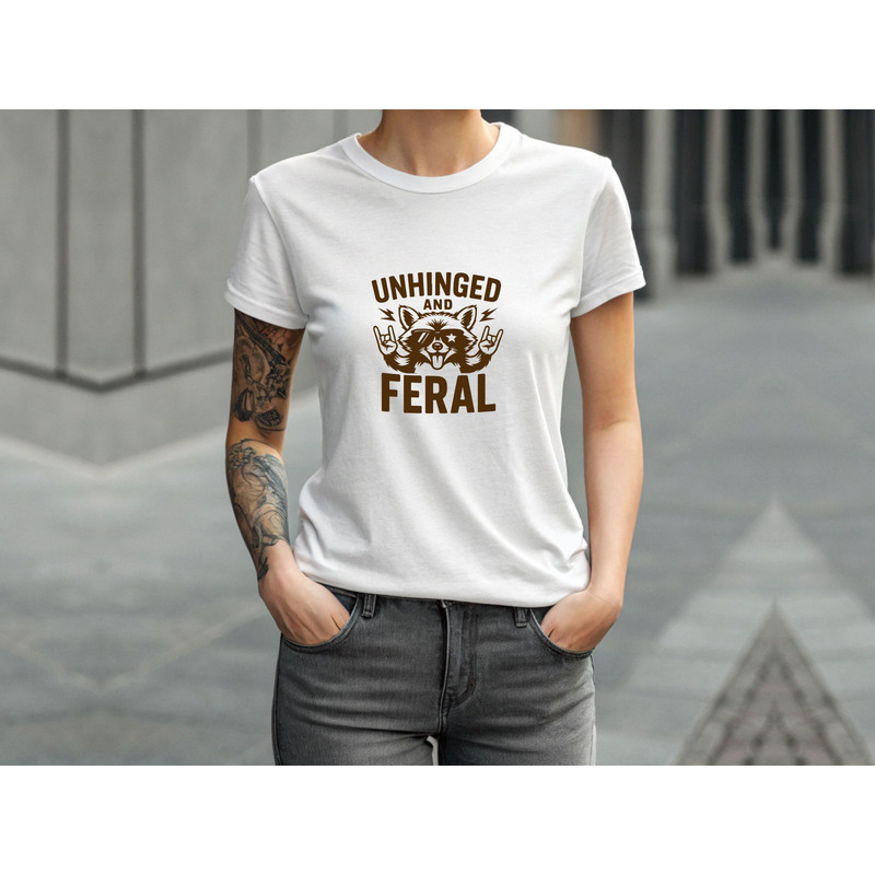 Unhinged And Feral Raccoon T Shirt Design 3
