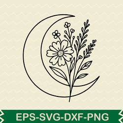 moon flowers svg design