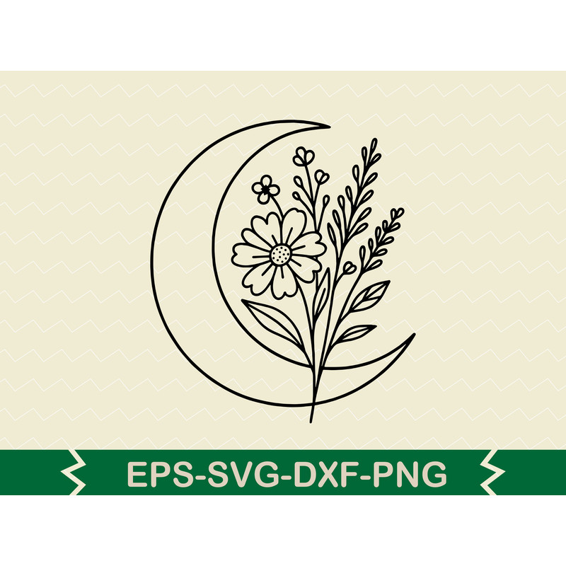 Moon Flowers Svg Design 0