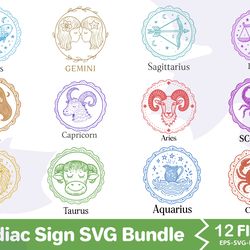 zodiac sign svg bundle