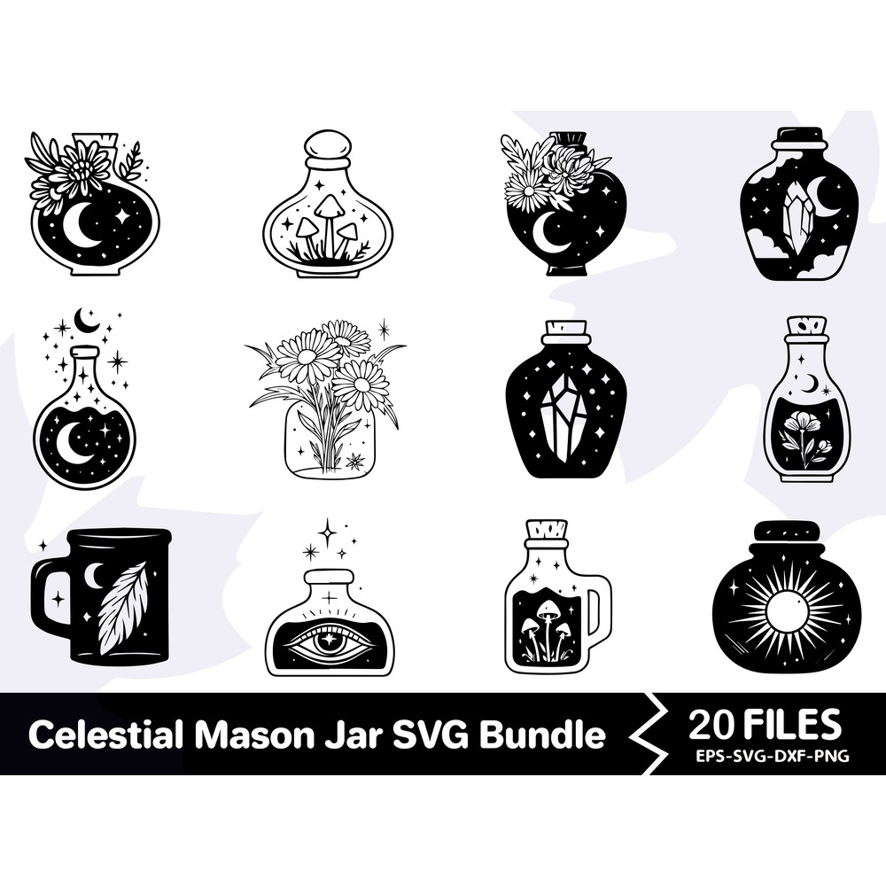 Celestial Mason Jar SVG Bundle 0